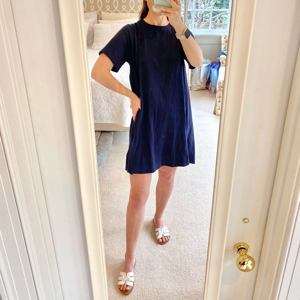 Tuckernuck Pomander Place Zoe Swing Tee Shirt Dress Navy Blue Short Sleeve